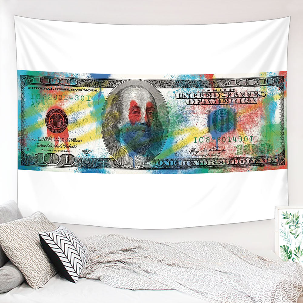 US 100 Dollars Bill Tapestry, Funny Art, Wall Hanging, Classic
