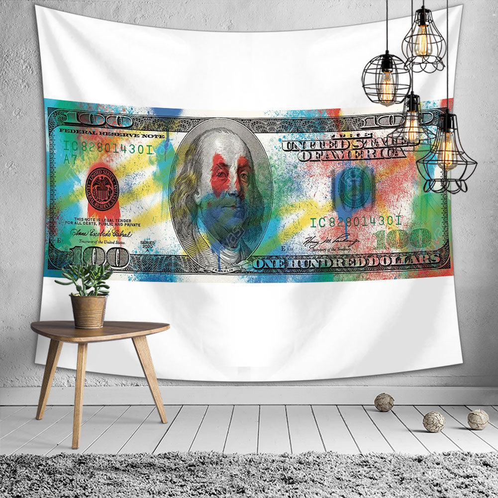 US 100 Dollars Bill Tapestry, Funny Art, Wall Hanging, Classic
